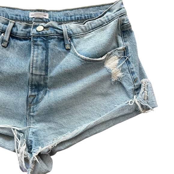 Good American Distressed cut off Denim Jean Shorts Size 10 - Picture 3 of 6